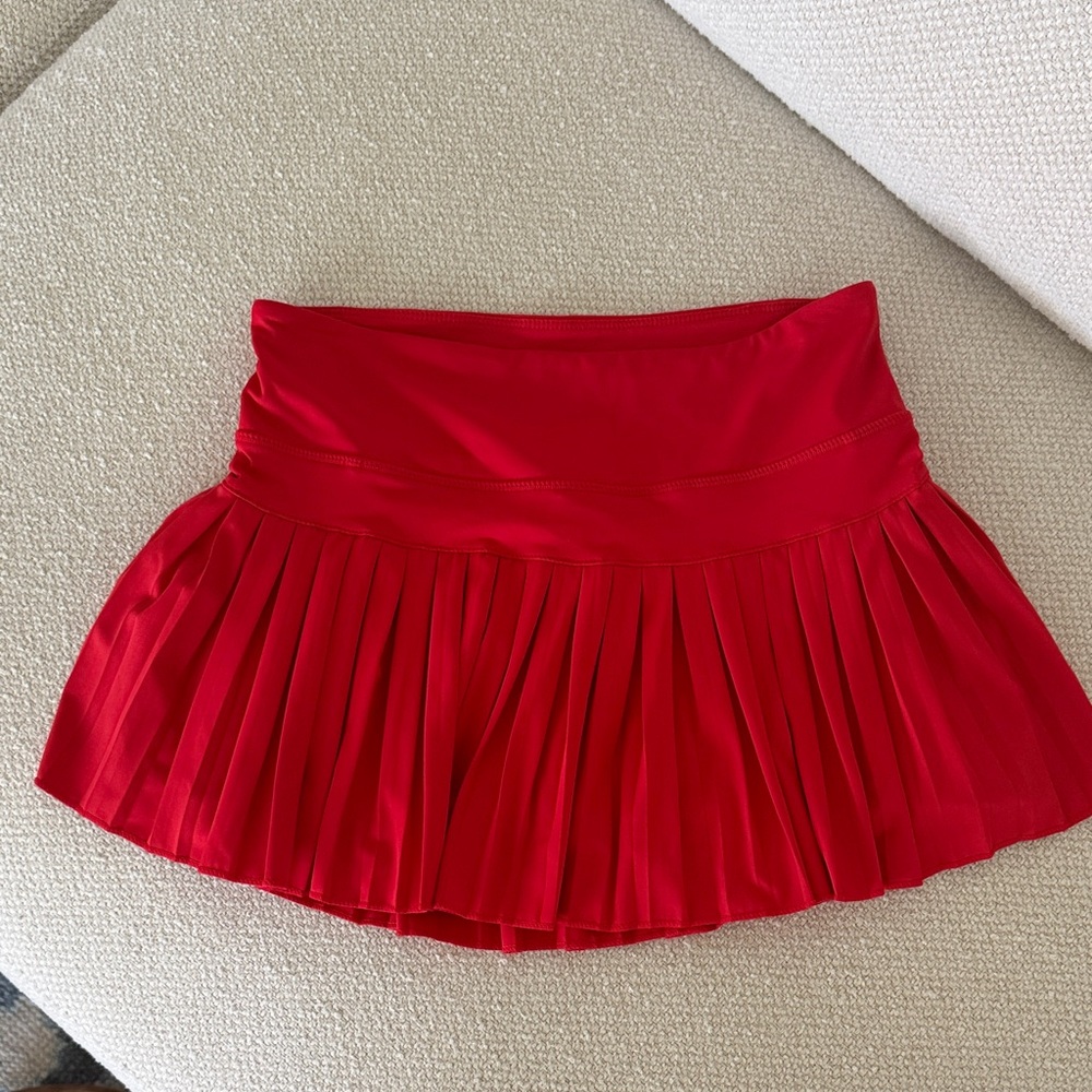 Goldhinge  Red Pleated Women's Skirt